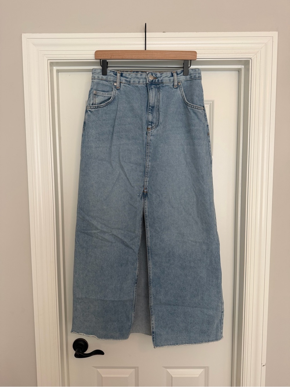anthropologie pilcro maxi denim skirt size 10